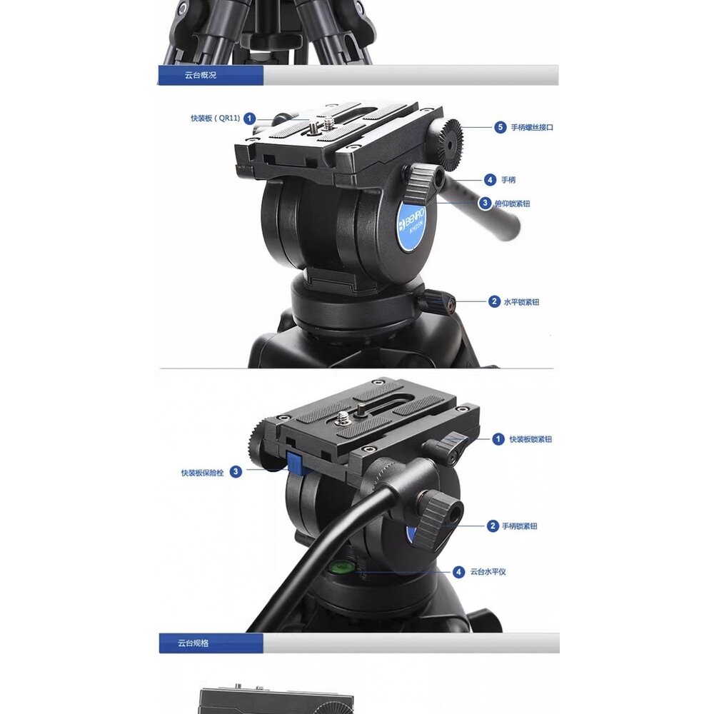 📷庫存特價出清 Benro 百諾 KH25N 雙管鎂鋁合金專業攝錄腳架套裝 連液壓雲台-細節圖7