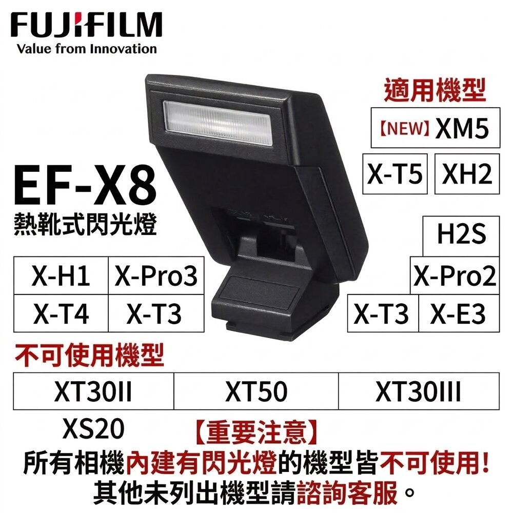 💯 公司貨 📷 富士 FUJIFILM 閃光燈 EF-X8 專用外接閃光燈輕巧備用閃燈 XM5 X-T5 XS20-細節圖2