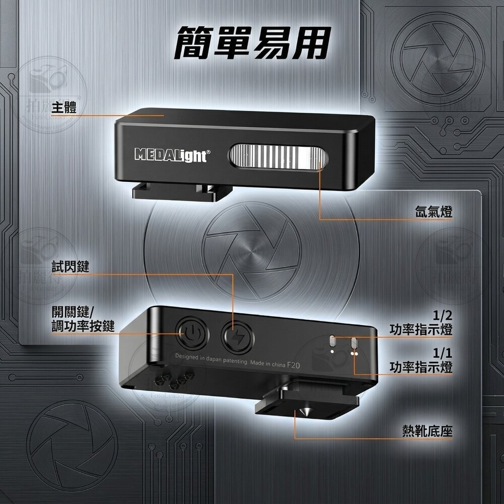 ✨美達亮📸 MEDALight F20 迷你閃光燈 內置鋰電池 雙色任選 理光 GR 全系列通用📸-細節圖5