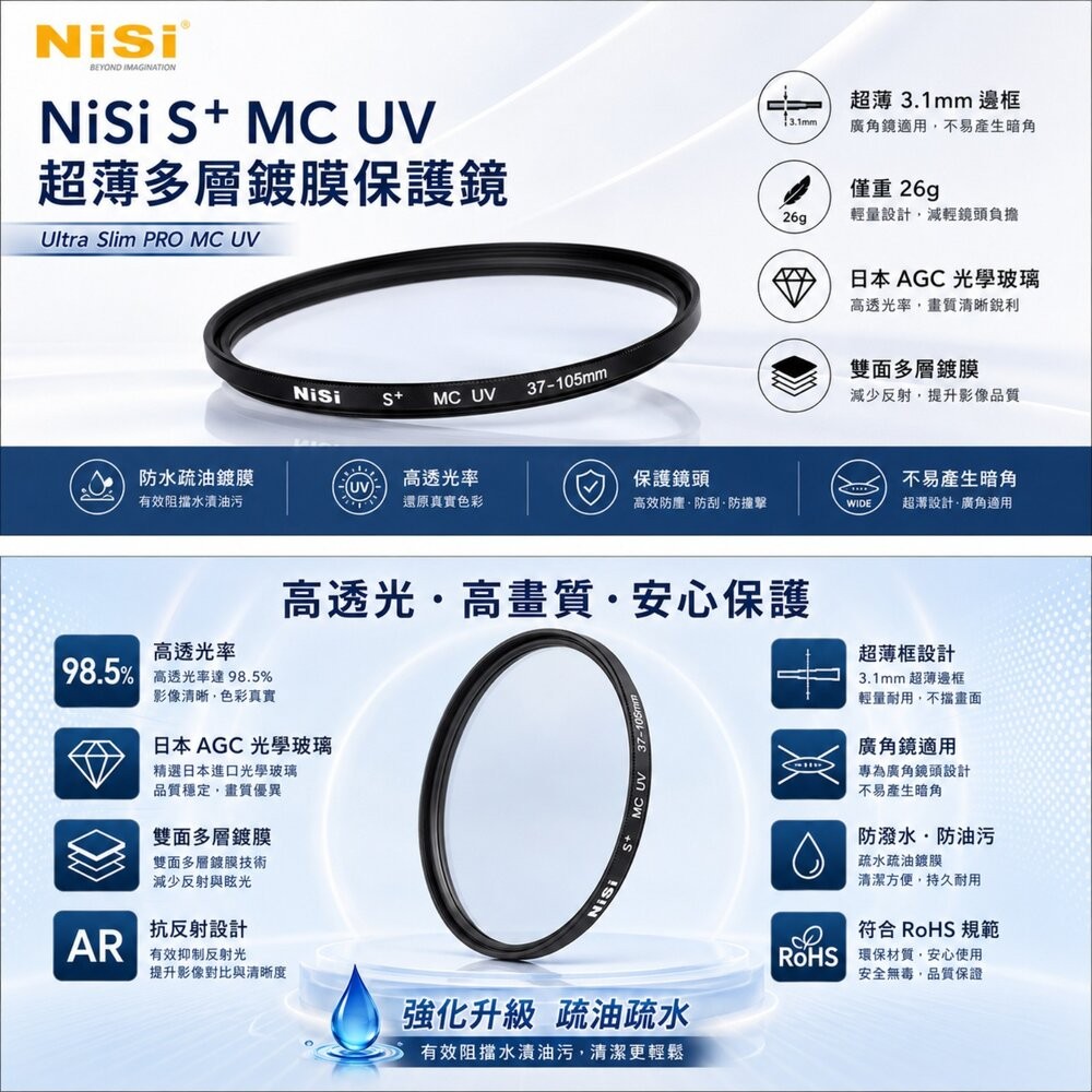 ✨NiSi耐司 S+ MCUV Ultra Slim PRO 95 105 mm 超薄 多層鍍膜 UV鏡 保護鏡 濾鏡-細節圖3