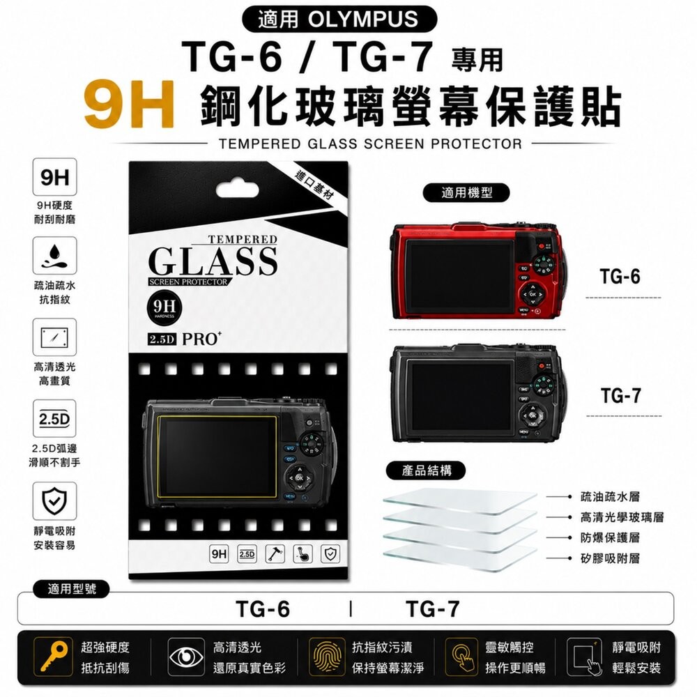 ✨奧林巴斯📷 OLYMPUS TG-6 / TG-7 專用 9H鋼化貼 買2送1/第2件8折 現貨✨防刮耐磨 高透光-細節圖6