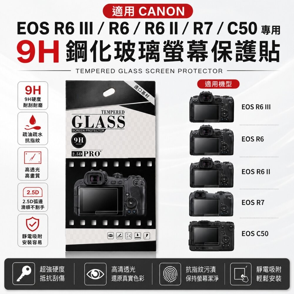✨佳能📷 CANON EOS R6 III / R6 II / R6 / R7 / C50 專用 9H鋼化貼 買2送1/-細節圖2