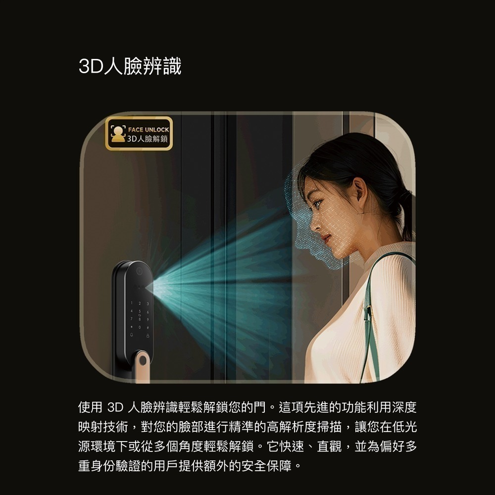 JCT 聚謙泰 電子鎖｜Style 1｜全自動｜人臉｜掌靜脈｜指紋｜Wi-Fi-細節圖4
