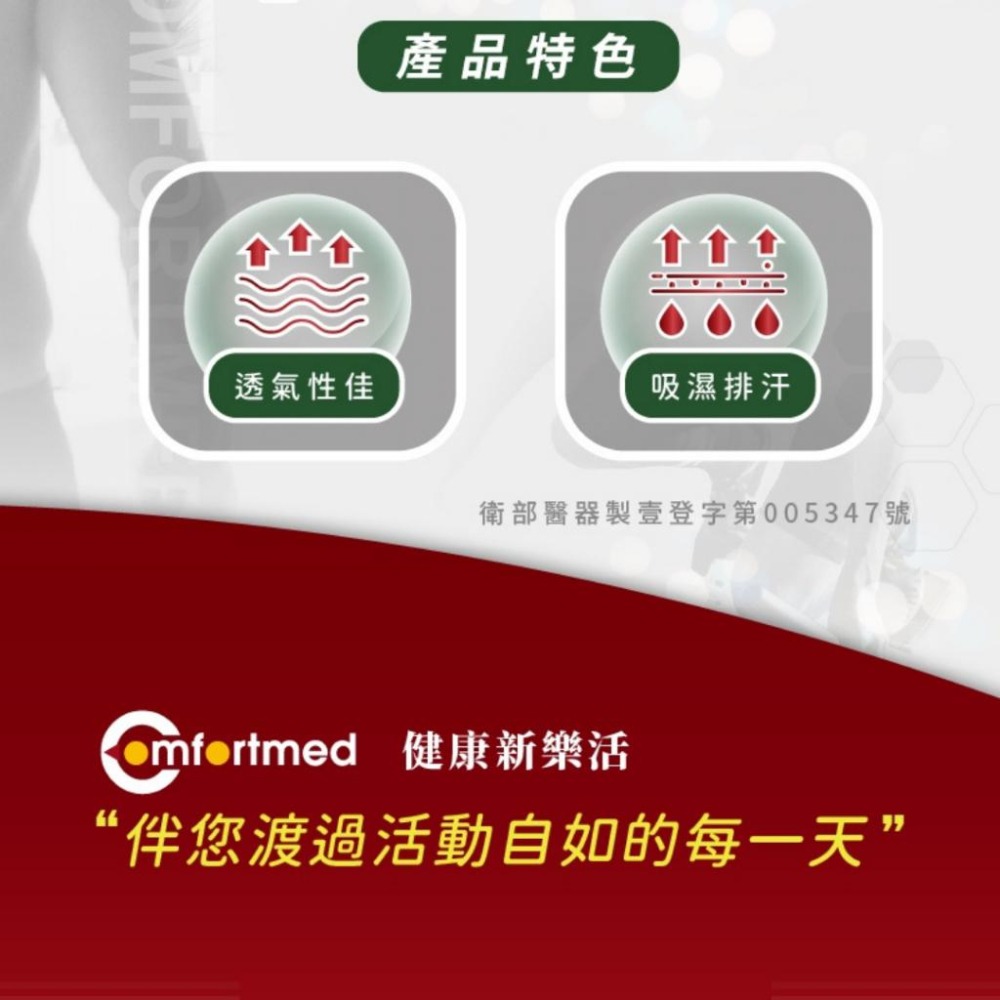 Comfortmed 吸濕排汗型展開式護膝 ( 短版 )-細節圖3