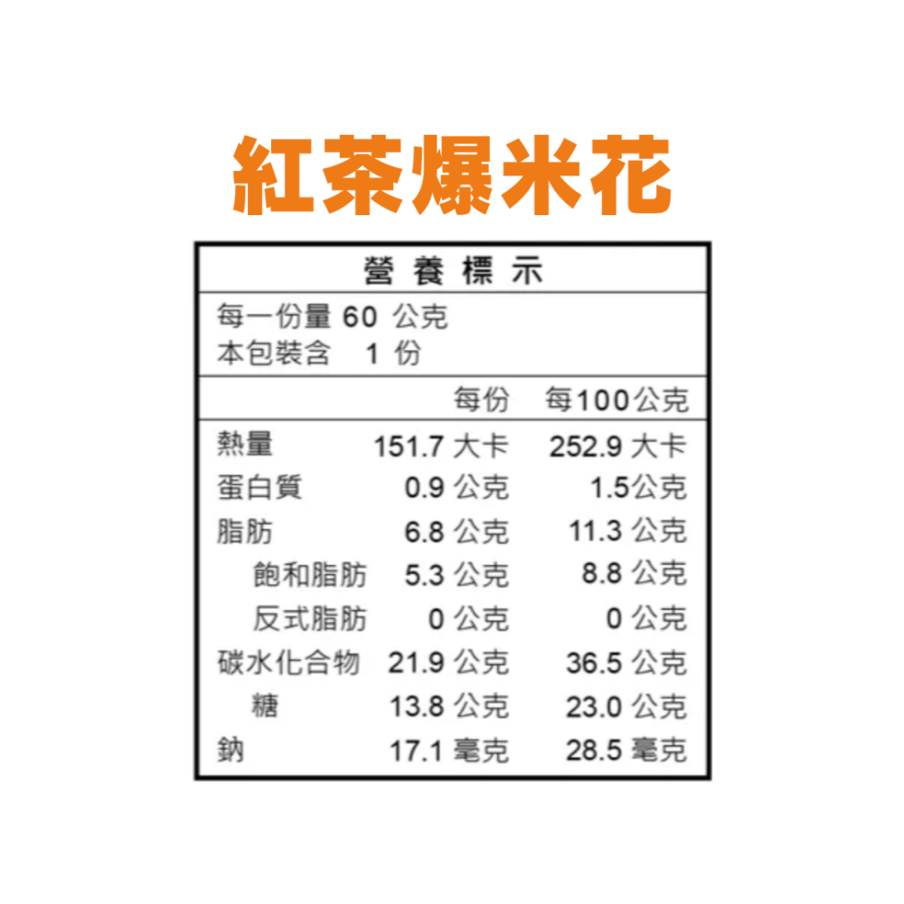 魚池鄉農會 紅玉紅茶爆米花 60g/包-細節圖3
