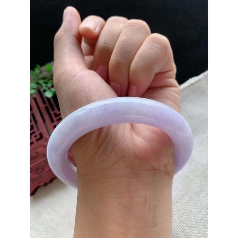 紫羅蘭滿紫圓骨圓條春彩玉鐲手鐲-內徑約57.4mm-A038038天然A貨緬甸翡翠-細節圖2