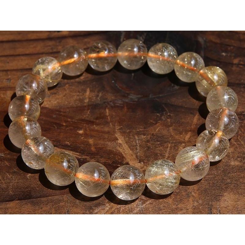 晶體透光天然鈦晶髮晶、金髮晶水晶手鍊手珠，直徑11mm重36.9克-湧翠坊天然水晶-細節圖5