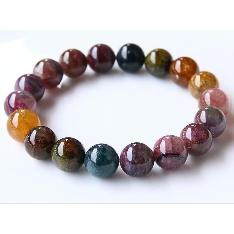 彩色多彩彩虹碧璽手鍊手珠，直徑10.7~11mm，重35.7克-細節圖3