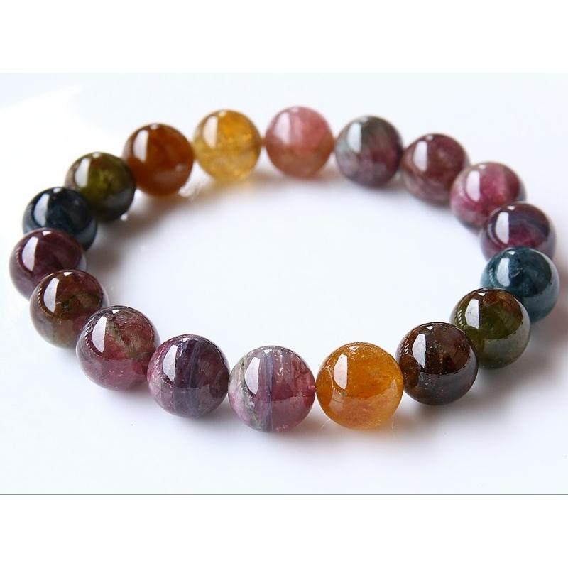 彩色多彩彩虹碧璽手鍊手珠，直徑10.7~11mm，重35.7克-細節圖4