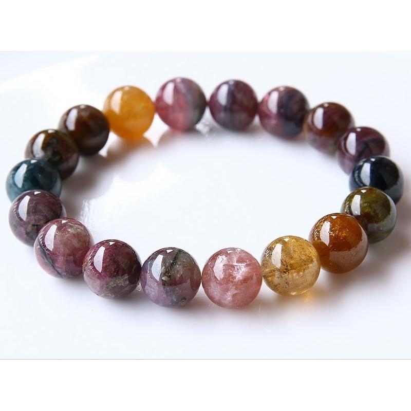 彩色多彩彩虹碧璽手鍊手珠，直徑10.7~11mm，重35.7克-細節圖6