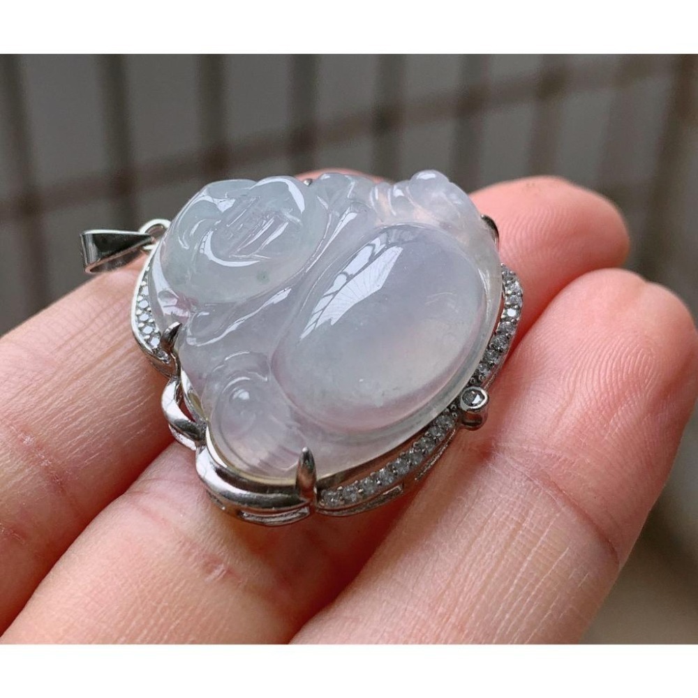 冰起光 彌勒佛 翡翠 項鍊 玉墜 吊墜 -V013012-湧翠坊天然老坑A貨緬甸翡翠吊墜-附證書-細節圖2