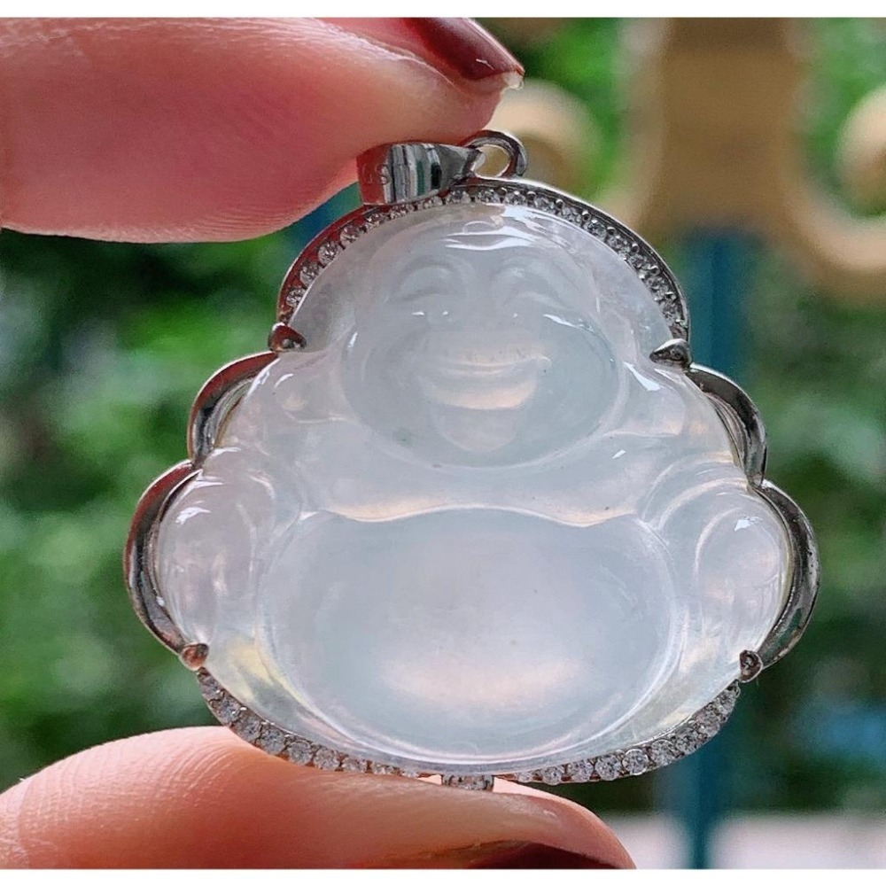 冰起光 彌勒佛 翡翠 項鍊 玉墜 吊墜 -V013012-湧翠坊天然老坑A貨緬甸翡翠吊墜-附證書-細節圖4