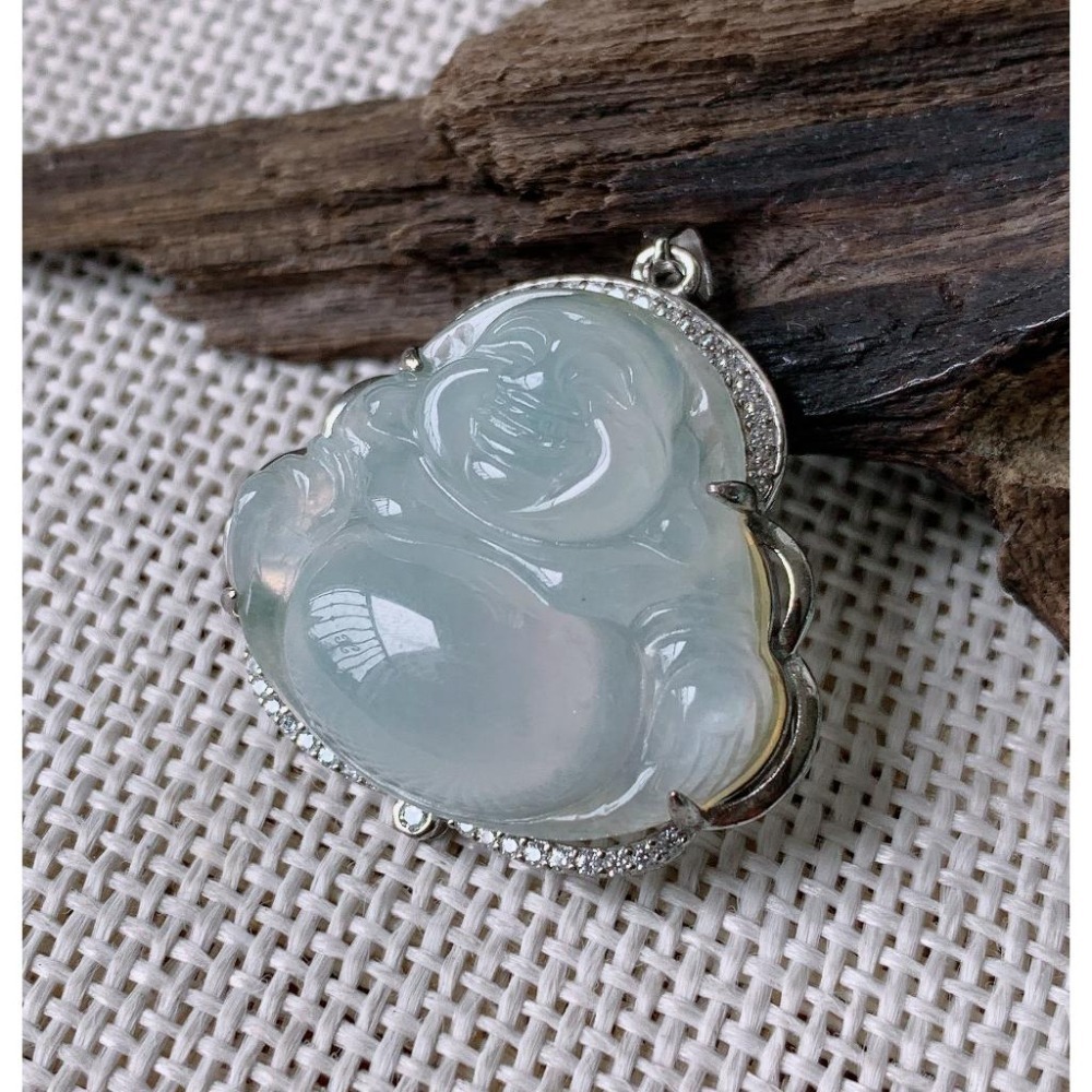 冰起光 彌勒佛 翡翠 項鍊 玉墜 吊墜 -V013012-湧翠坊天然老坑A貨緬甸翡翠吊墜-附證書-細節圖5