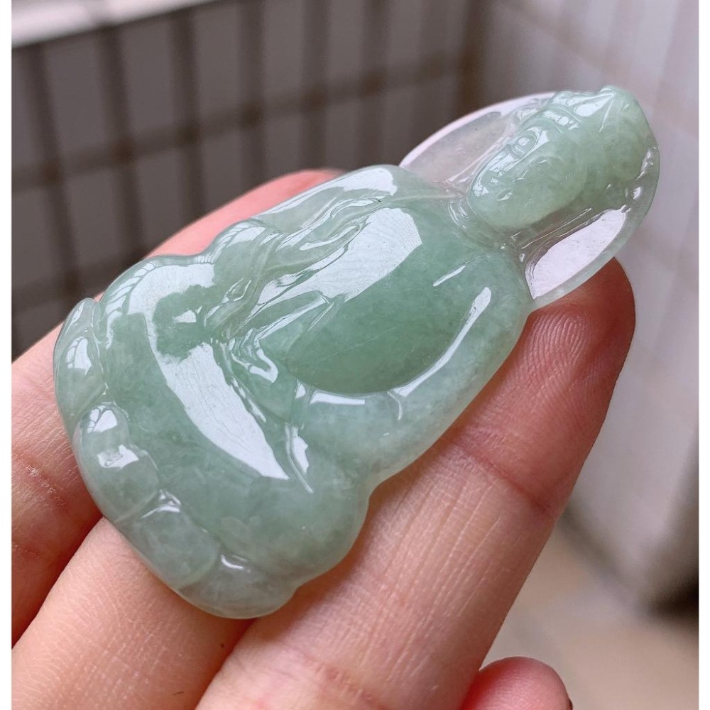 起光亮蘋果綠 淺陽綠 滿綠 觀音 翡翠 玉墜__V013007-湧翠坊天然老坑A貨緬甸翡翠吊墜-附證書-細節圖3