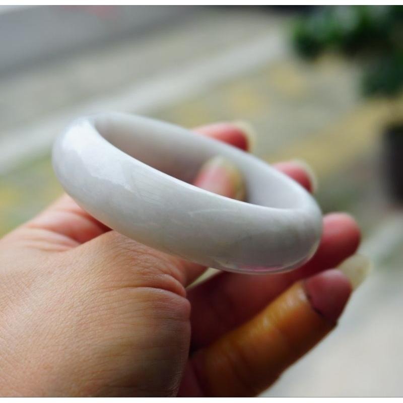 芙蓉白月光正圈玉鐲 手鐲-內徑約55.2mm__A004022-湧翠坊天然老坑A貨緬甸翡翠-細節圖2