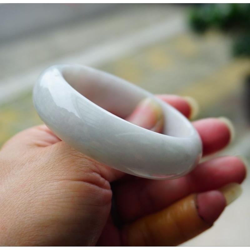 芙蓉白月光正圈玉鐲 手鐲-內徑約55.2mm__A004022-湧翠坊天然老坑A貨緬甸翡翠-細節圖3