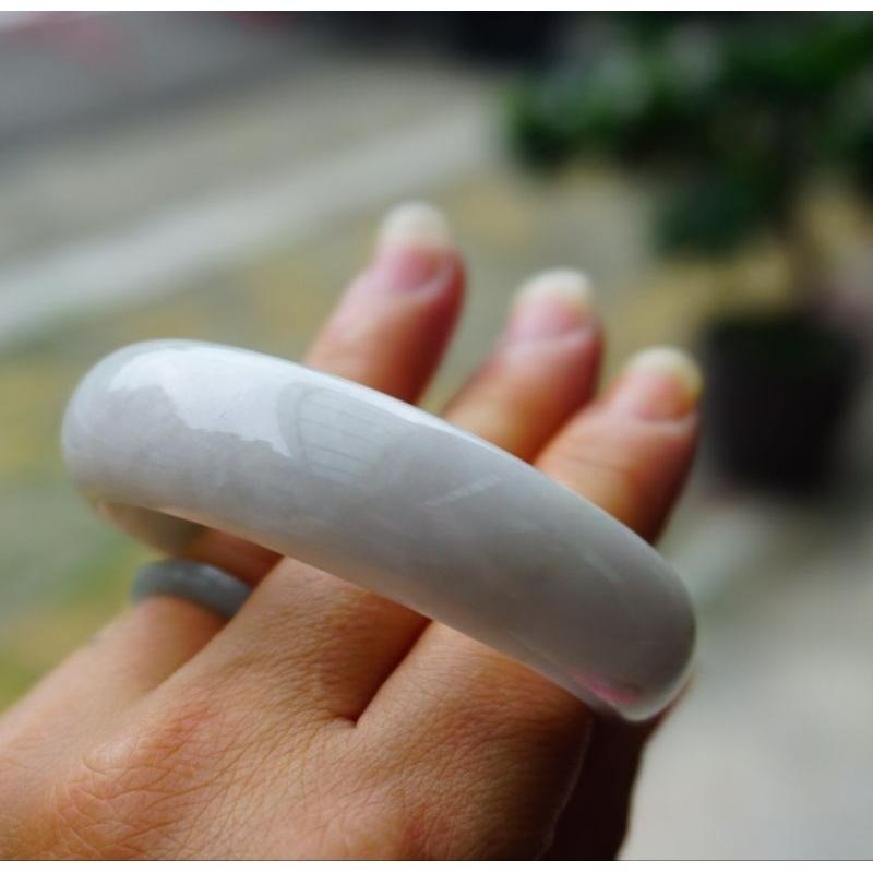 芙蓉白月光正圈玉鐲 手鐲-內徑約55.2mm__A004022-湧翠坊天然老坑A貨緬甸翡翠-細節圖4