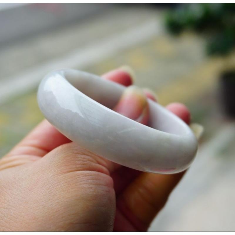 芙蓉白月光正圈玉鐲 手鐲-內徑約55.2mm__A004022-湧翠坊天然老坑A貨緬甸翡翠-細節圖5