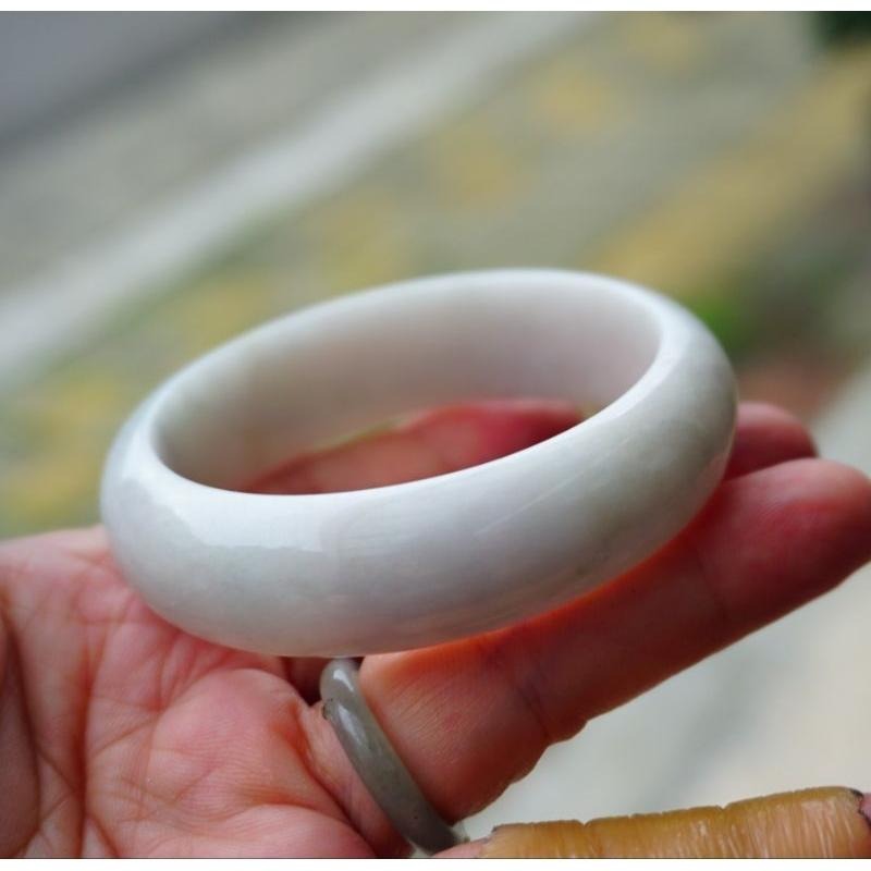 芙蓉白月光正圈玉鐲 手鐲-內徑約55.2mm__A004022-湧翠坊天然老坑A貨緬甸翡翠-細節圖6