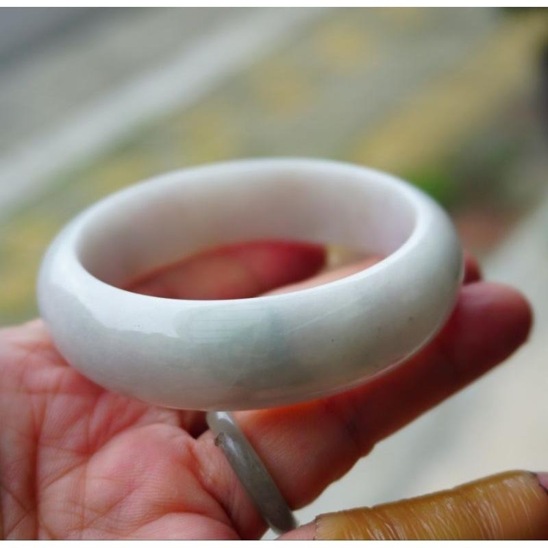 芙蓉白月光正圈玉鐲 手鐲-內徑約55.2mm__A004022-湧翠坊天然老坑A貨緬甸翡翠-細節圖7