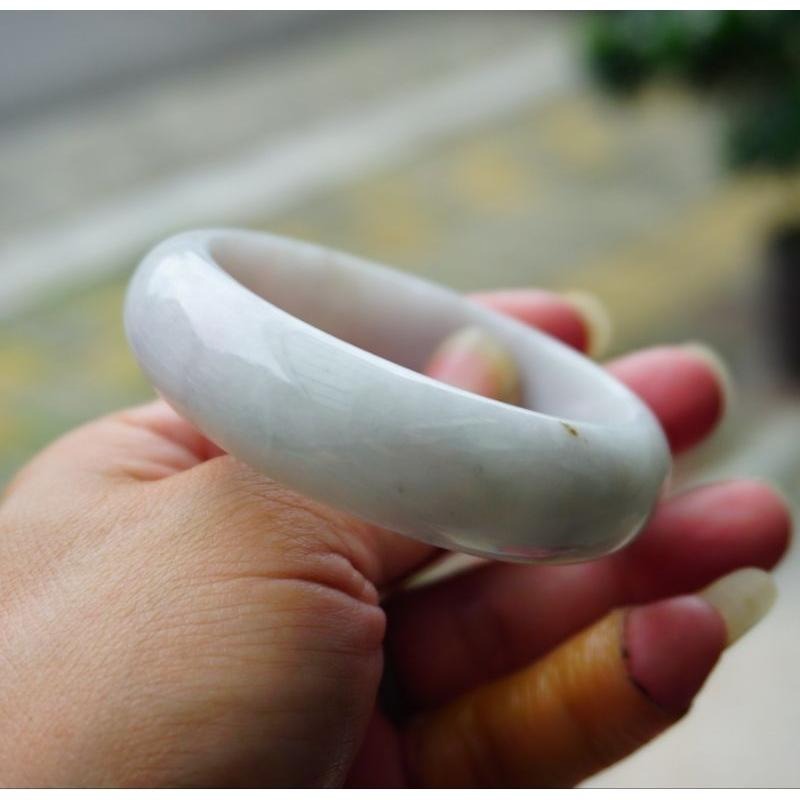 芙蓉白月光正圈玉鐲 手鐲-內徑約55.2mm__A004022-湧翠坊天然老坑A貨緬甸翡翠-細節圖8