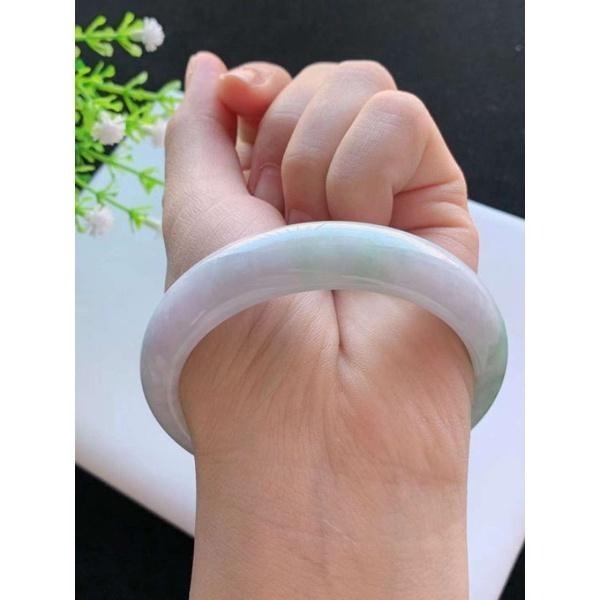 亮淺紫羅蘭淺陽綠 春彩翡翠 玉鐲 手鐲 -內徑約57mm-A023029-湧翠坊天然老坑A貨緬甸翡翠手鐲-附證書-細節圖2