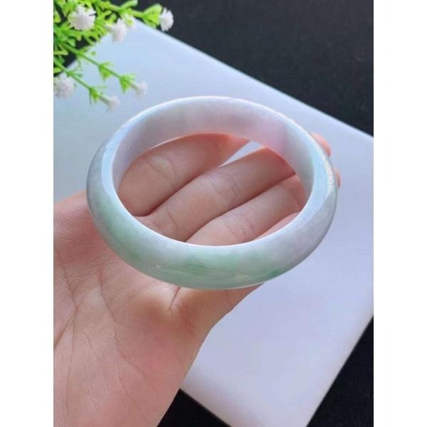 亮淺紫羅蘭淺陽綠 春彩翡翠 玉鐲 手鐲 -內徑約57mm-A023029-湧翠坊天然老坑A貨緬甸翡翠手鐲-附證書-細節圖4
