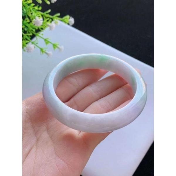 亮淺紫羅蘭淺陽綠 春彩翡翠 玉鐲 手鐲 -內徑約57mm-A023029-湧翠坊天然老坑A貨緬甸翡翠手鐲-附證書-細節圖5