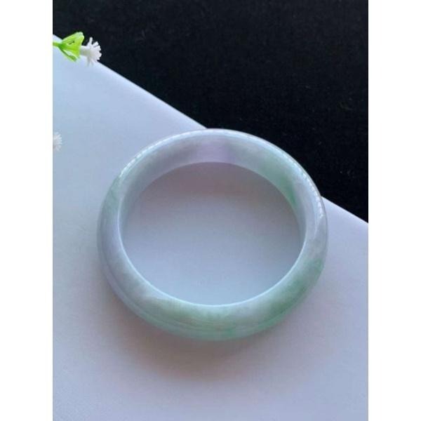 亮淺紫羅蘭淺陽綠 春彩翡翠 玉鐲 手鐲 -內徑約57mm-A023029-湧翠坊天然老坑A貨緬甸翡翠手鐲-附證書-細節圖6