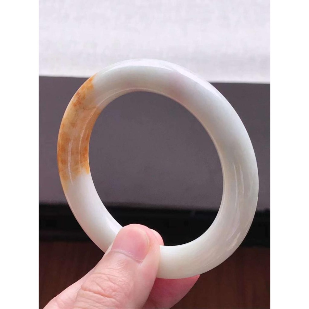 粉紫 淺綠 橘黃 三彩 圓條 圓骨 玉鐲 手鐲 褔鐲 -內徑約56.7mm__A038007-湧翠坊天然老坑A貨緬甸翡翠-細節圖3