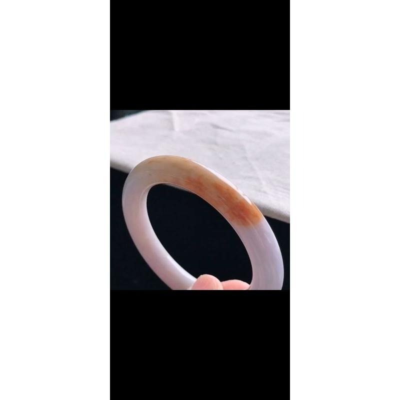 粉紫 淺綠 橘黃 三彩 圓條 圓骨 玉鐲 手鐲 褔鐲 -內徑約56.7mm__A038007-湧翠坊天然老坑A貨緬甸翡翠-細節圖7