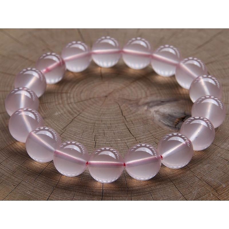 天然星光粉晶水晶手鍊手珠，直徑12mm+(12.5~12.8mm)，重47.4克-湧翠坊天然水晶-細節圖3