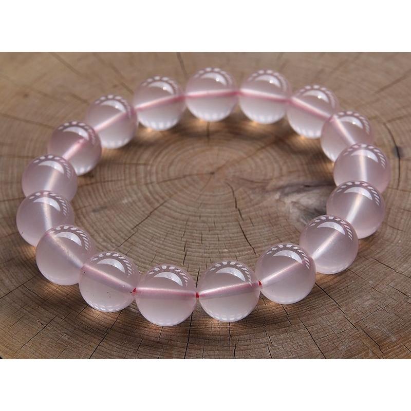 天然星光粉晶水晶手鍊手珠，直徑12mm+(12.5~12.8mm)，重47.4克-湧翠坊天然水晶-細節圖5