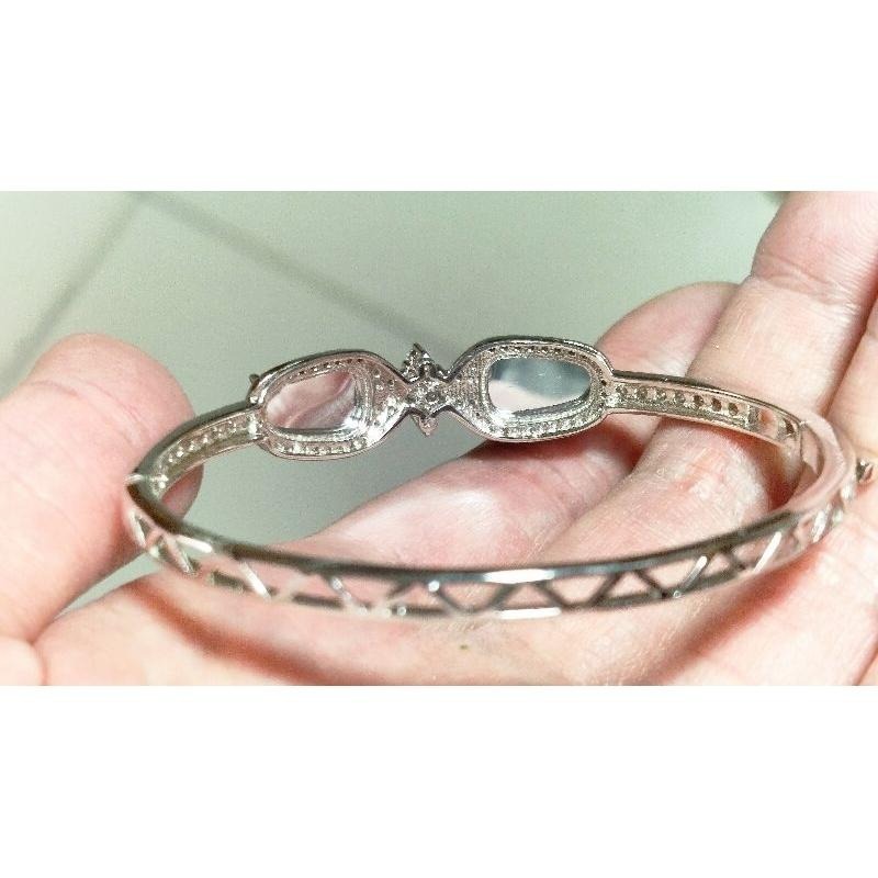 925銀鑲冰玻泛光膠感雙葉子（玉葉）藍水翡翠手鐲-內徑約52mm__A004019-湧翠坊天然老坑A貨緬甸翡翠-附證書-細節圖8