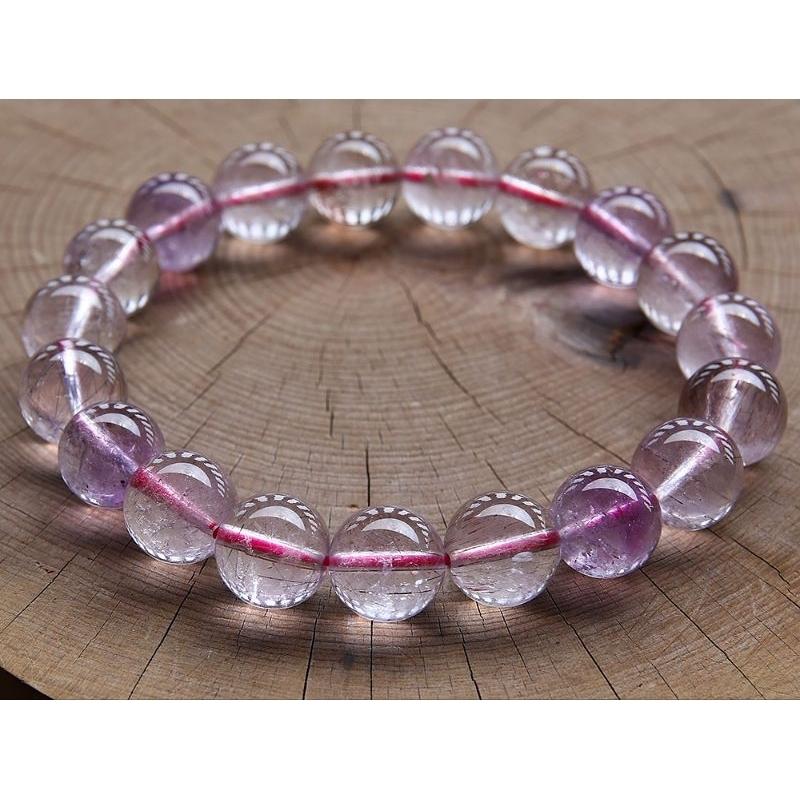 近玻璃體、天然清透超七三輪骨幹水晶手鍊手珠，清澈透光，直徑10.5~11mm，重32.8克-湧翠坊天然水晶-細節圖3