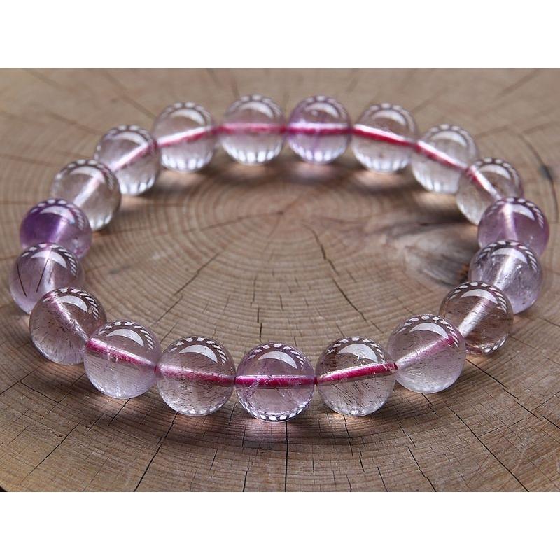 近玻璃體、天然清透超七三輪骨幹水晶手鍊手珠，清澈透光，直徑10.5~11mm，重32.8克-湧翠坊天然水晶-細節圖4