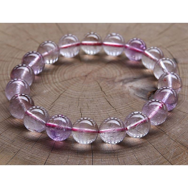 近玻璃體、天然清透超七三輪骨幹水晶手鍊手珠，清澈透光，直徑10.5~11mm，重32.8克-湧翠坊天然水晶-細節圖5