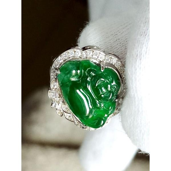 湧翠坊天然老坑A貨緬甸翡翠 吊墜 -附證書-冰種起光滿色 正綠 帝王綠 彌勒佛 翡翠 項鍊 玉墜 吊墜 -V013016-細節圖5