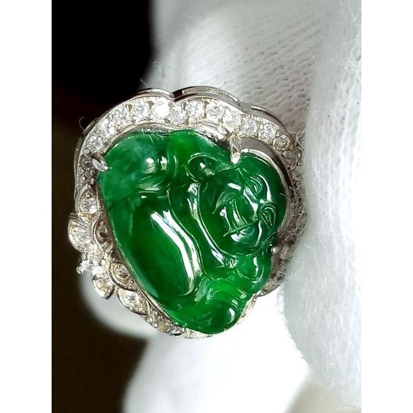 湧翠坊天然老坑A貨緬甸翡翠 吊墜 -附證書-冰種起光滿色 正綠 帝王綠 彌勒佛 翡翠 項鍊 玉墜 吊墜 -V013016-細節圖6