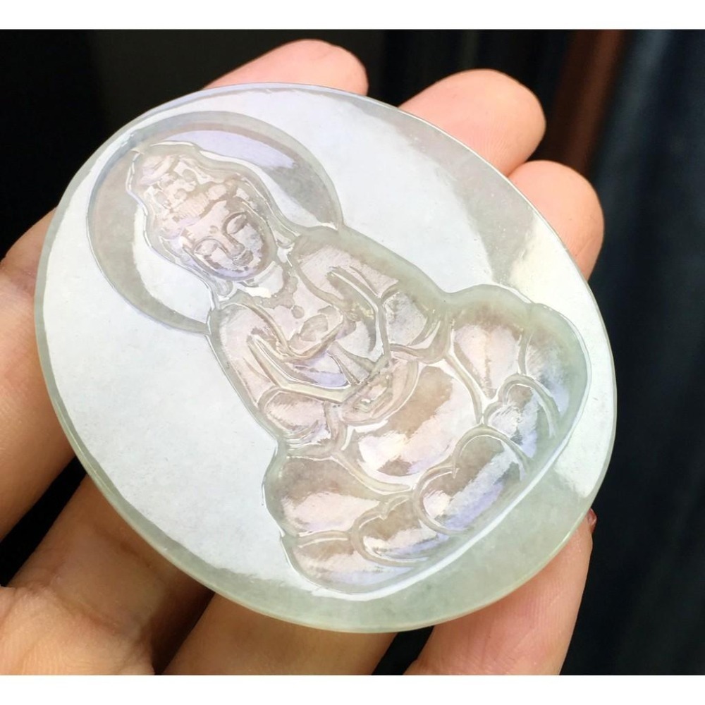 大件冰種起光高水頭冰玻滿綠觀音翡翠 項鍊 玉墜 吊墜 -V013015-湧翠坊天然老坑A貨緬甸翡翠吊墜-附證書-細節圖5