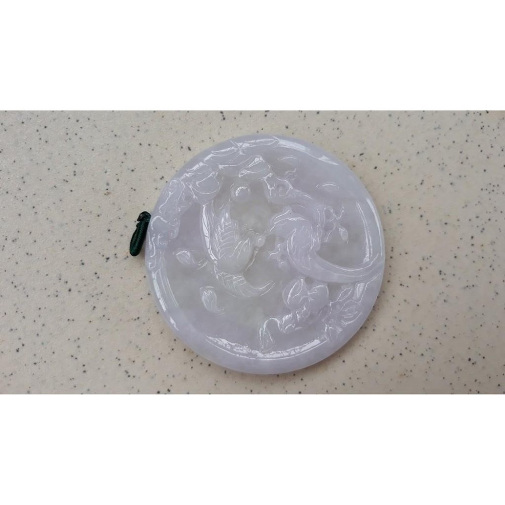 湧翠坊A貨 緬甸翡翠 吊墜 __附證書__精雕冰亮粉紫羅蘭飄綠喜氣春彩喜上眉稍 項鍊 玉墜 玉珮 吊墜 __V01501-細節圖4