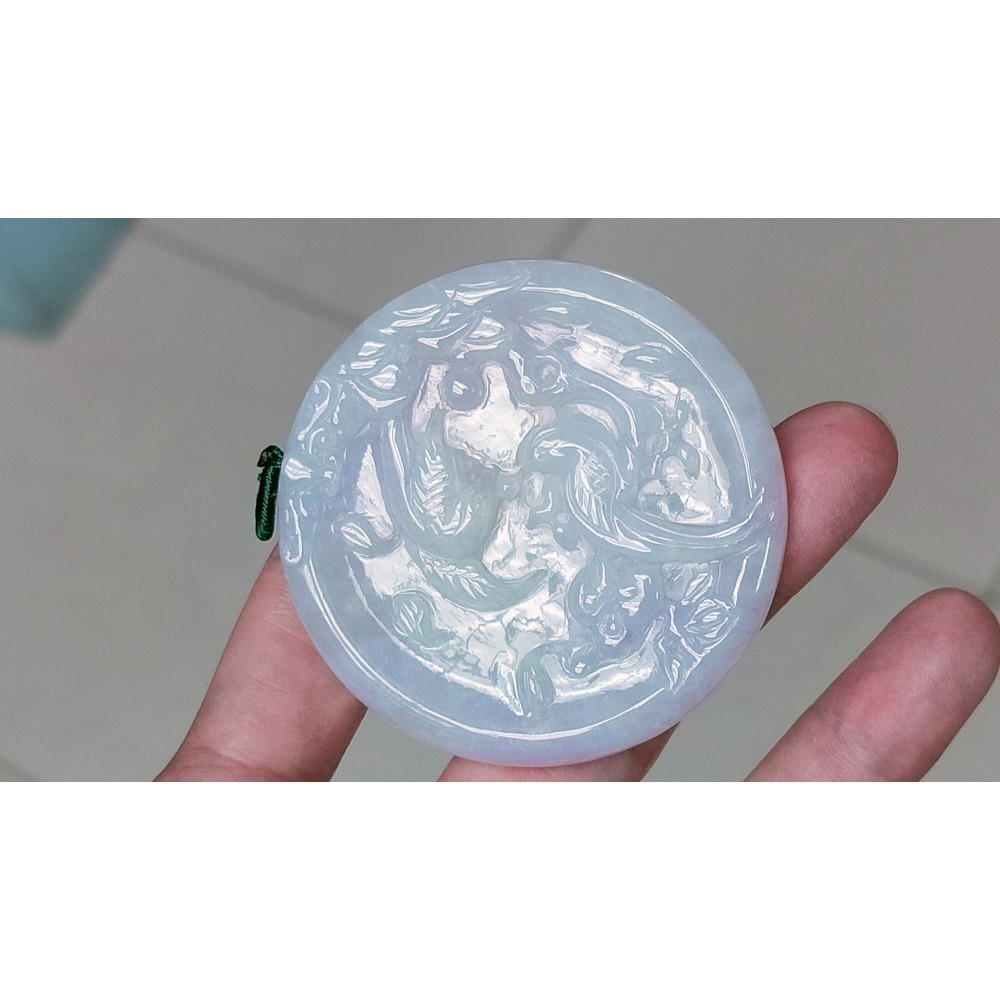 湧翠坊A貨 緬甸翡翠 吊墜 __附證書__精雕冰亮粉紫羅蘭飄綠喜氣春彩喜上眉稍 項鍊 玉墜 玉珮 吊墜 __V01501-細節圖8