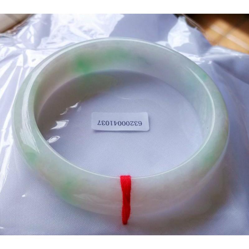 亮白底青飄 陽綠 翡翠 玉鐲 手鐲 -內徑約56.3mm-A045005-湧翠坊天然老坑A貨 緬甸翡翠 -附證書-細節圖2