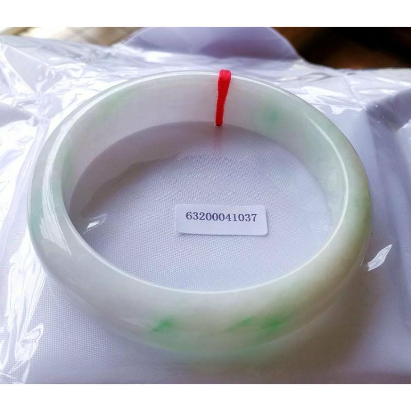 亮白底青飄 陽綠 翡翠 玉鐲 手鐲 -內徑約56.3mm-A045005-湧翠坊天然老坑A貨 緬甸翡翠 -附證書-細節圖3