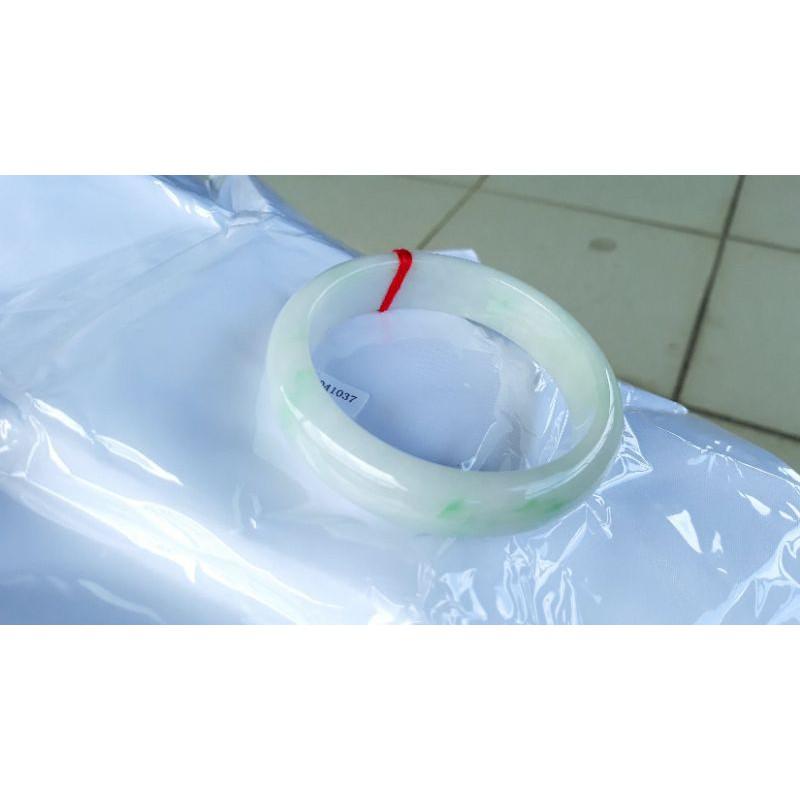 亮白底青飄 陽綠 翡翠 玉鐲 手鐲 -內徑約56.3mm-A045005-湧翠坊天然老坑A貨 緬甸翡翠 -附證書-細節圖4