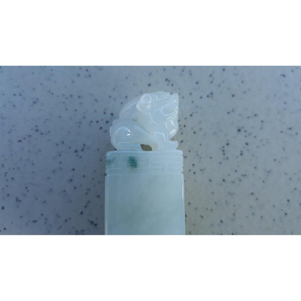湧翠坊A貨 緬甸翡翠 印章 -附證書__精雕嫩 蘋果綠 飄翠綠翡翠 貔貅 印章 -V004010-細節圖2