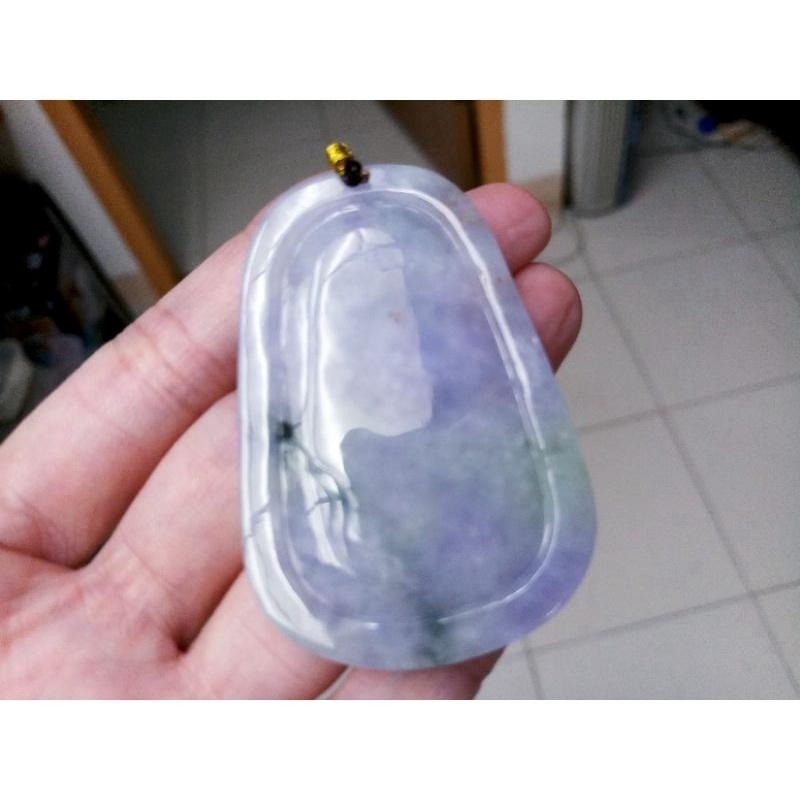 湧翠坊A貨 緬甸翡翠 吊墜 -附證書__艷紫羅蘭 飄綠飄紅 三彩 翡翠 龍牌 項鍊 玉墜 玉珮 -V004002-細節圖4