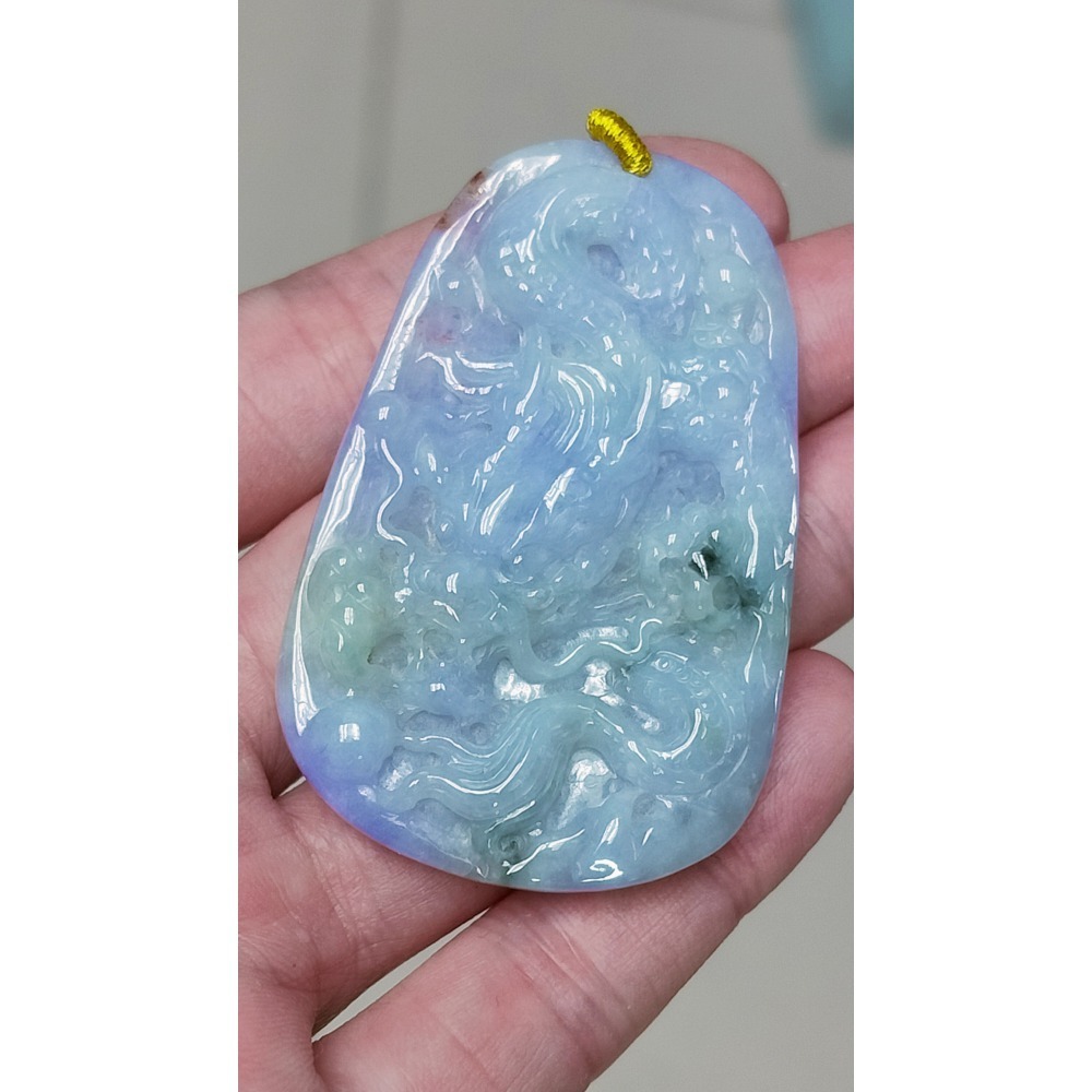 湧翠坊A貨 緬甸翡翠 吊墜 -附證書__艷紫羅蘭 飄綠飄紅 三彩 翡翠 龍牌 項鍊 玉墜 玉珮 -V004002-細節圖6