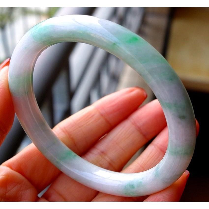 飄 陽綠 圓骨 圓條 翡翠 玉鐲 手鐲 -內徑約52.8mm-A045007-湧翠坊天然老坑A貨 緬甸翡翠 -附證書-細節圖2