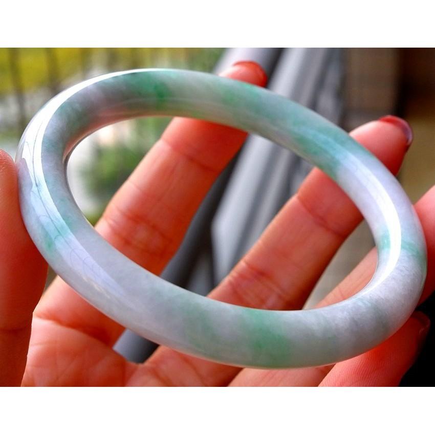 飄 陽綠 圓骨 圓條 翡翠 玉鐲 手鐲 -內徑約52.8mm-A045007-湧翠坊天然老坑A貨 緬甸翡翠 -附證書-細節圖3